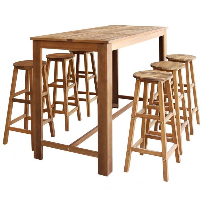 Mesa alta com 6 cadeiras madeira de acácia Vida XL