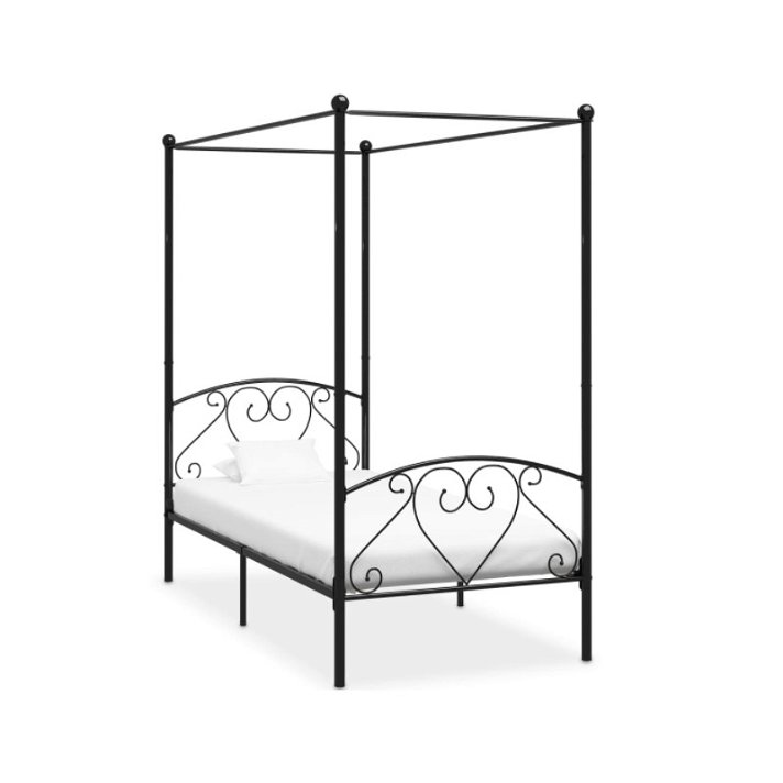 Estructura de cama con dosel metal negro VidaXL