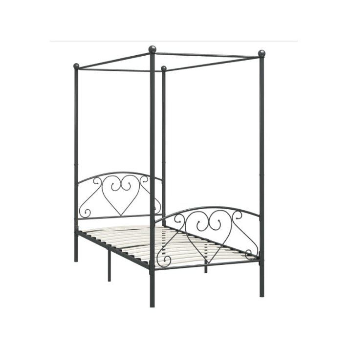 Estructura de cama con dosel fabricada en metal para distintas medidas de colchones con un acabado gris VidaXL