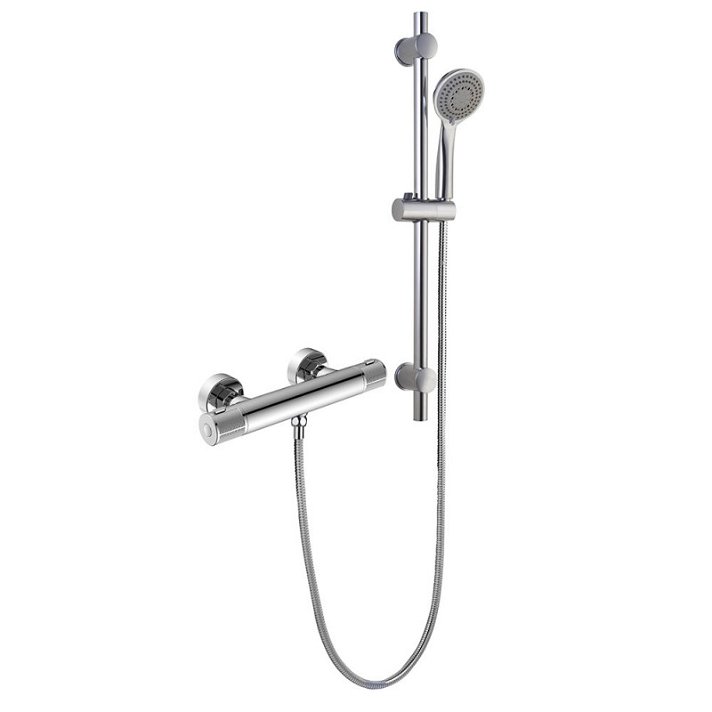 Oxen Alonso thermostatic shower tap set with mixer bar and hand shower chrome finish