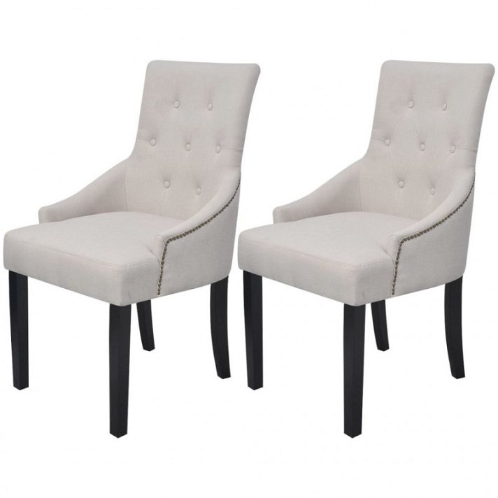 Set di sedie per sala da pranzo con braccioli grigio crema Vida XL