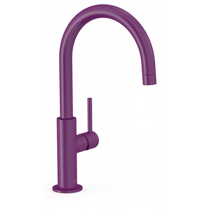 Grifo con sistema monomando y curvado para lavabo de acabado violeta en C STUDY L TRES