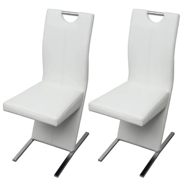 Set di sedie per sala da pranzo moderne di pelle bianco VidaXL