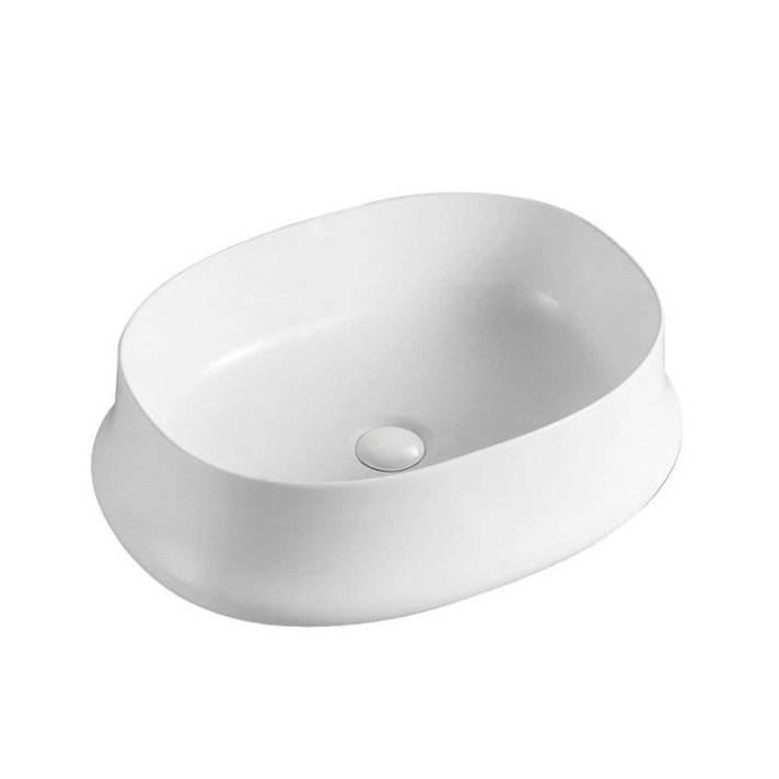 Vasque compacte à poser sur plan fabriquée en céramique de couleur blanche Lusso 57 Aquore