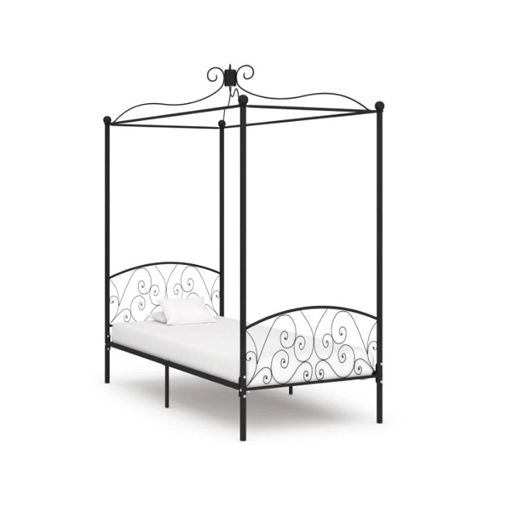 Estructura cama con dosel de metal negro VidaXL