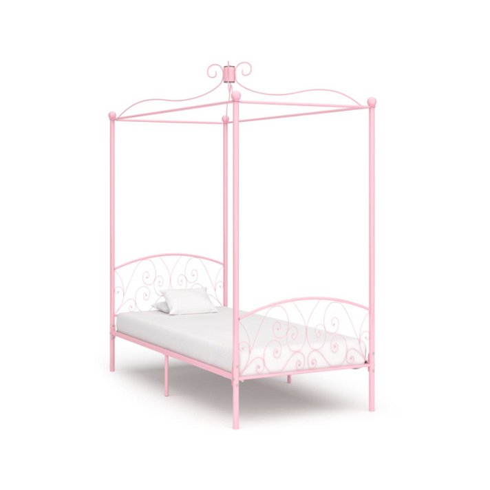 Estructura de cama con dosel metal rosa VidaXL