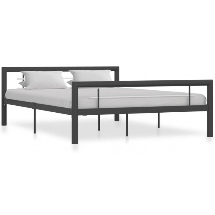 Estructura de cama de metal gris y blanco VidaXL