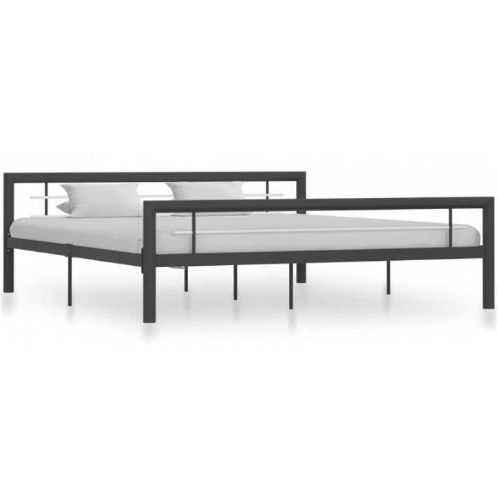 Estructura de cama de metal gris y blanco 180x200 cm VidaXL