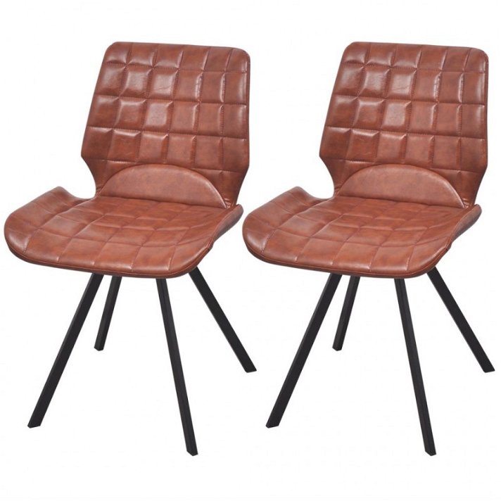 Pack de sillas de comedor de cuero sintético marrón Vida XL
