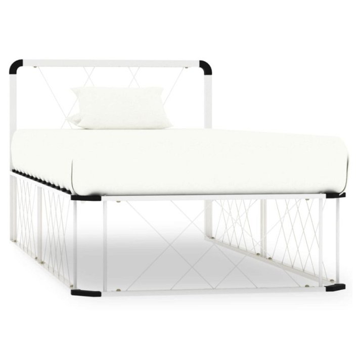 Estructura cama diseño de cruzado de caja metal blanco VidaXL