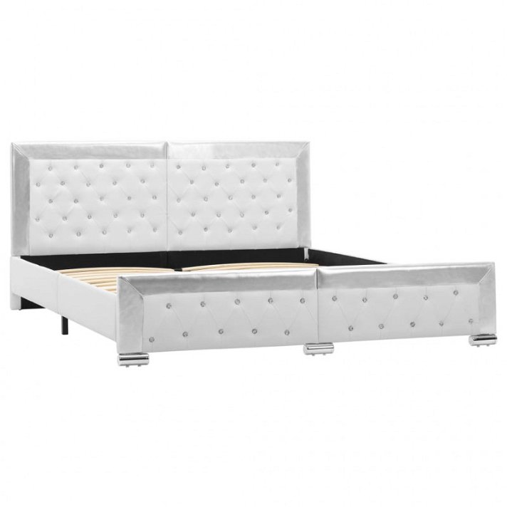 Estructura de cama 160 cm blanco y plata Vida XL