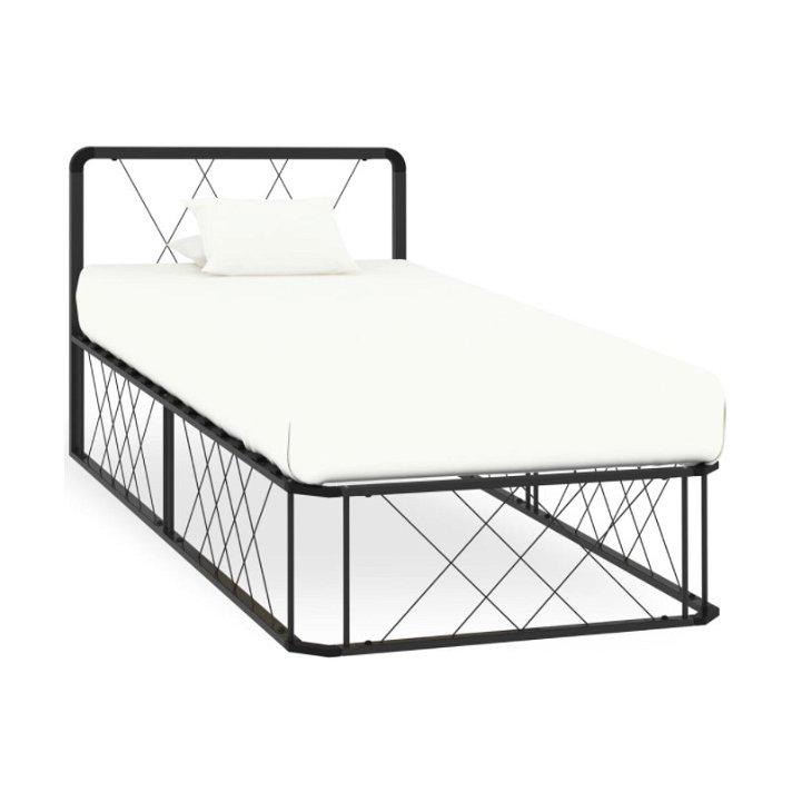 Estructura cama diseño de cruzado de caja metal gris VidaXL