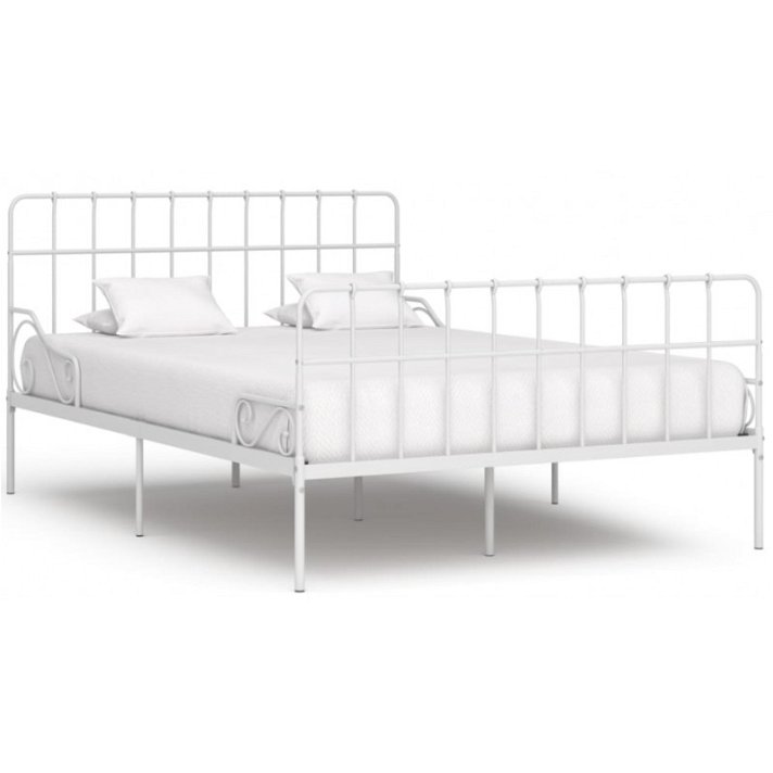Estructura cama con somier en metal de color blanco de 145/165 cm de ancho VidaXL