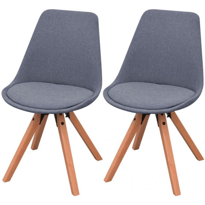 Conjunto de cadeiras para sala de jantar de faia e tecido cinzento-claro Vida XL