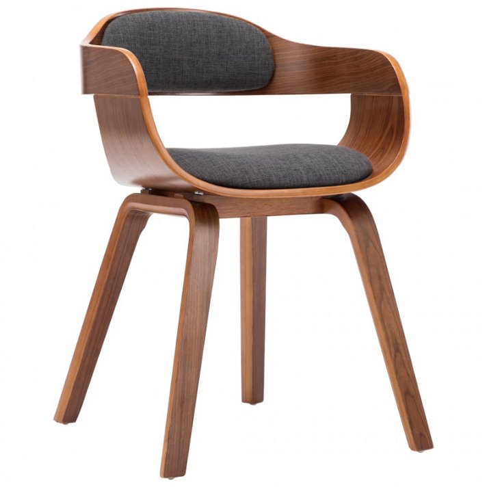 Cadeira para sala de jantar de madeira curvada e apoio para braços cinzento Vida XL