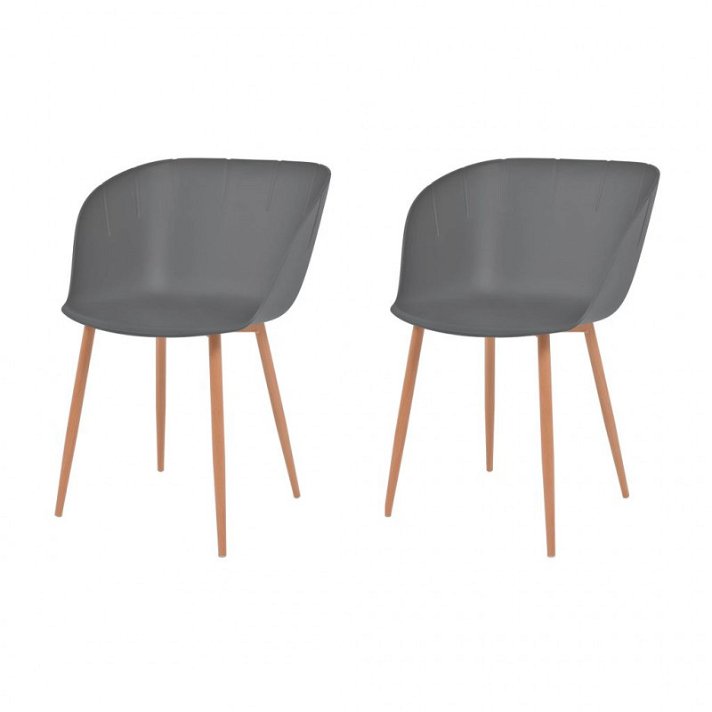 Conjunto de cadeiras modernas cinzentas com pernas de madeira Vida XL