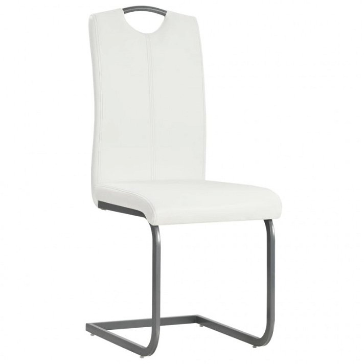 Conjunto de cadeiras para sala de jantar de couro sintético cor branco Vida XL