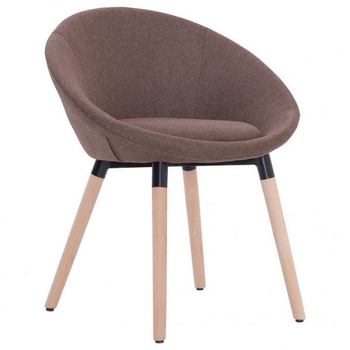 Cadeira para sala de jantar de tecido acolchoado com pernas de faia castanho Vida XL
