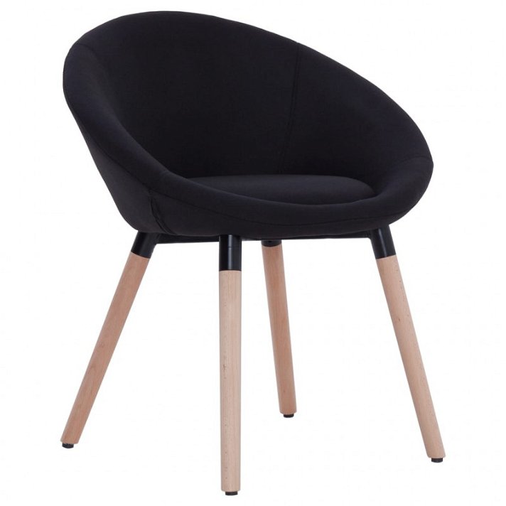 Cadeira para sala de jantar de tecido acolchoado com pernas de faia preto Vida XL