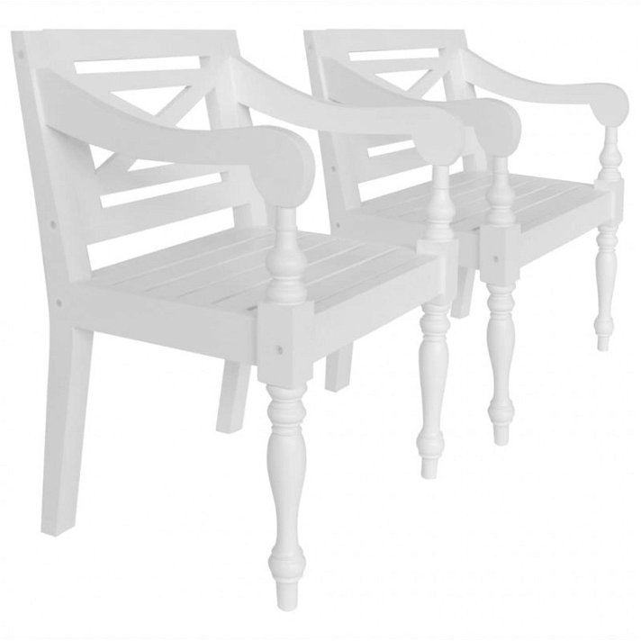 Conjunto de cadeiras de madeira maciça de mogno-branco Vida XL