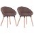 Pack de sillas de tela acolchada con patas de haya marrón VidaXL
