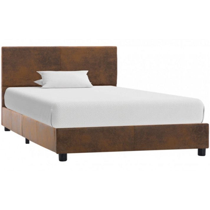 Estructura de cama tapizada de cuero sintético marrón VidaXL