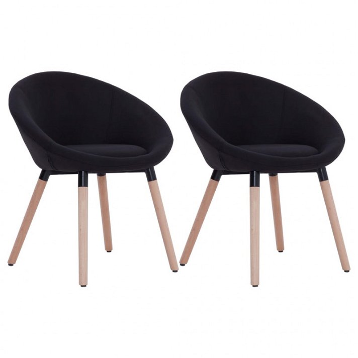Conjunto de cadeiras de tecido acolchoado com pernas de faia preto Vida XL