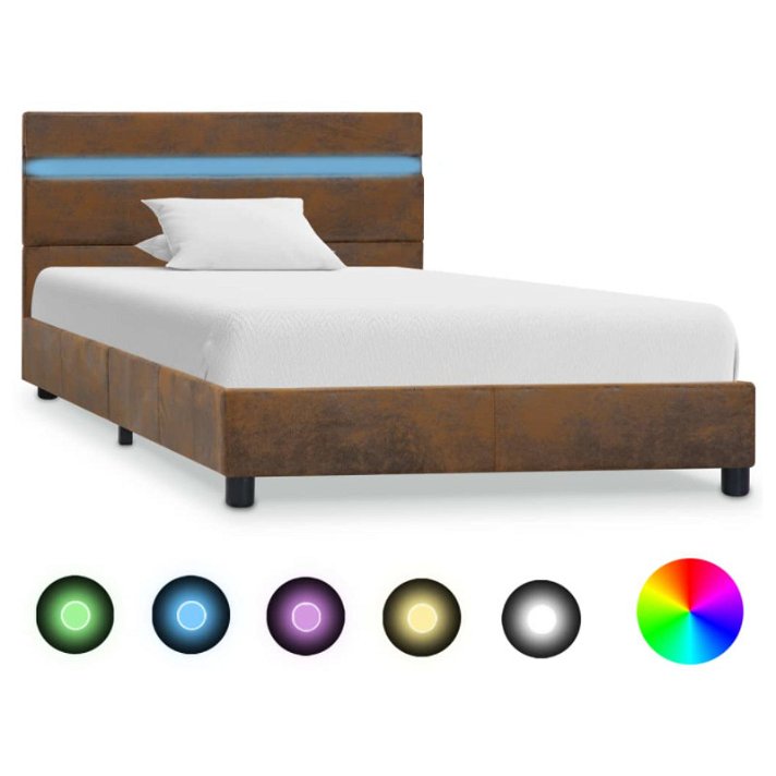 Estructura de cama con LED tela marrón VidaXL