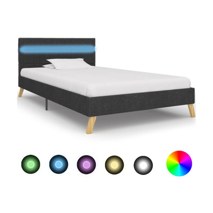 Estructura de cama con LED tela gris oscuro VidaXL