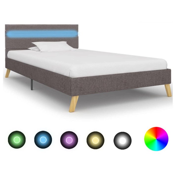 Estructura cama con LED tela gris claro VidaXL