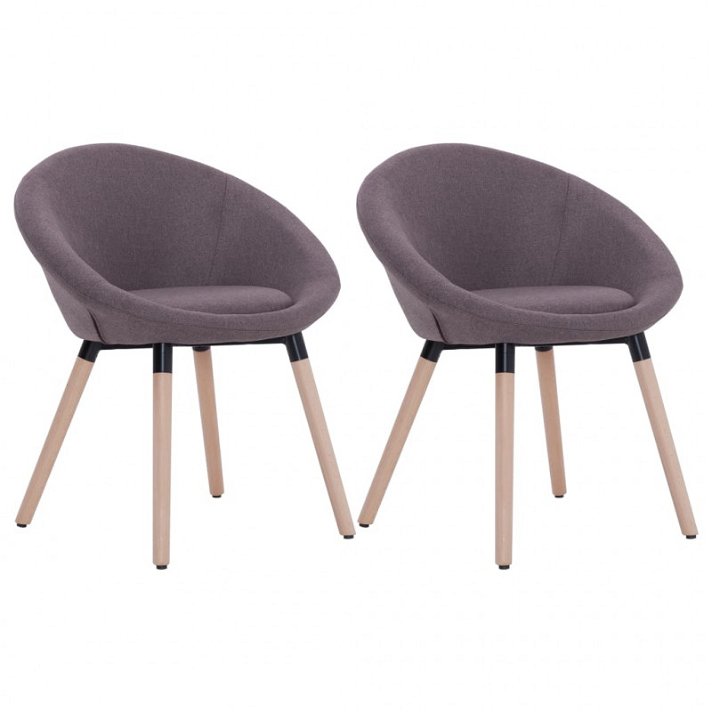 Conjunto de cadeiras para sala de jantar de tecido acolchoado com pernas de faia cinzento taupe Vida XL