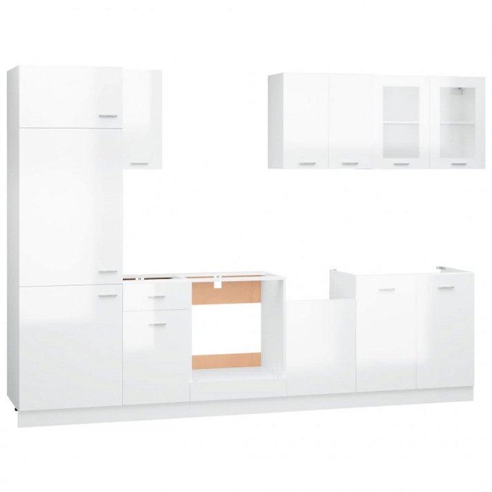 Conjunto de móveis de cozinha cor branco-brilhante Vida XL