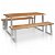 Conjunto de mesa com 2 bancos fabricados com madeira de acácia e acabamento de cor castanho e prateado VidaXL