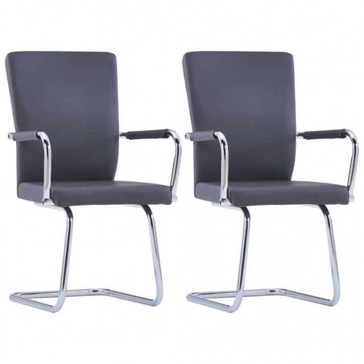 Set di sedie a sbalzo di ecopelle grigio Vida XL