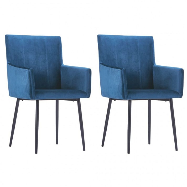 Set di sedie di velluto stile moderno blu Vida XL
