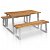 Conjunto de mesa e 2 bancos fabricados com madeira de acácia e acabamento prateado e castanho VidaXL