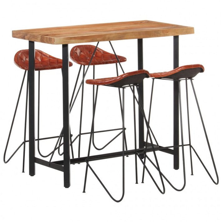 Conjunto de bar com 1 mesa alta e 4 cadeiras fabricadas com madeira sheesham VidaXL