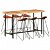 Conjunto de bar com 1 mesa alta e 6 cadeiras fabricados com madeira de acácia e acabamento preto e castanho VidaXL