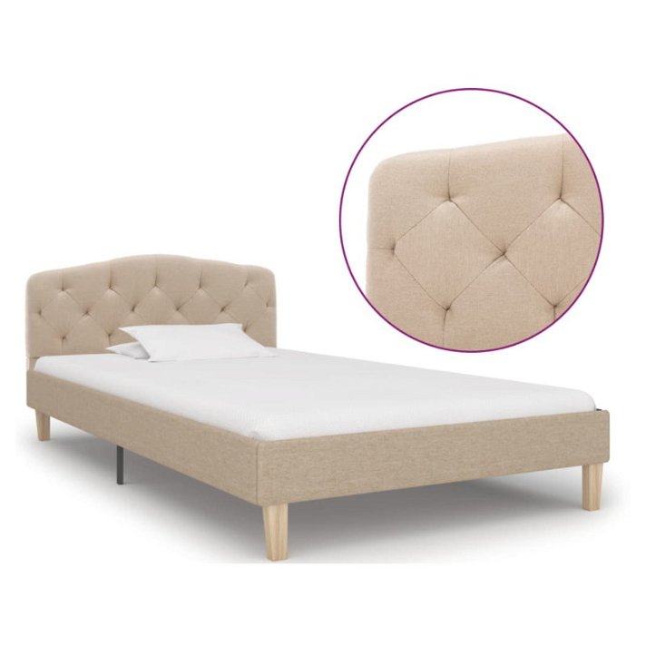 Estructura de cama de tela beige 90 cm Vida XL