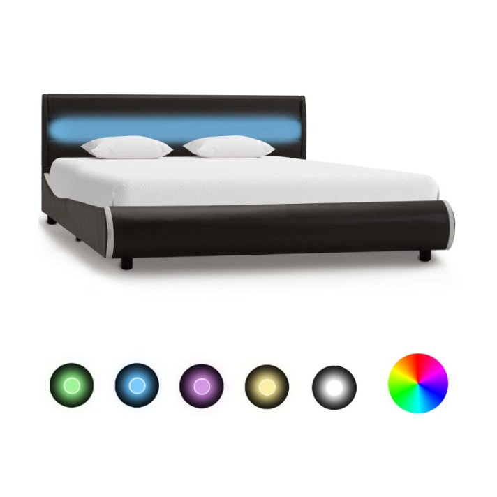 Estructura cama y LED cuero sintético gris antracita VidaXL