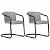 Set di sedie a sbalzo di vera pelle e ferro grigio Vida XL