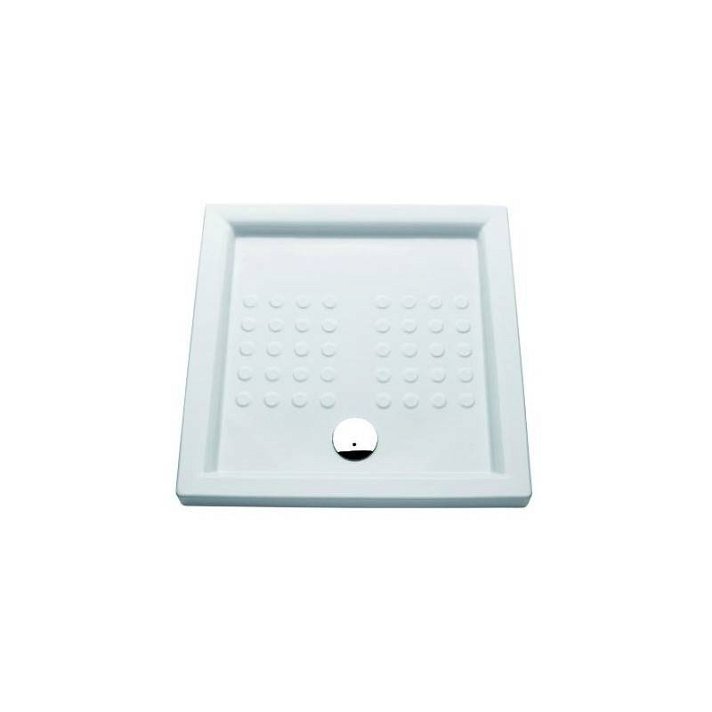 Plato de ducha de diseño cuadrado de 90 cm hecho de porcelana en acabado color blanco Atlas Gala