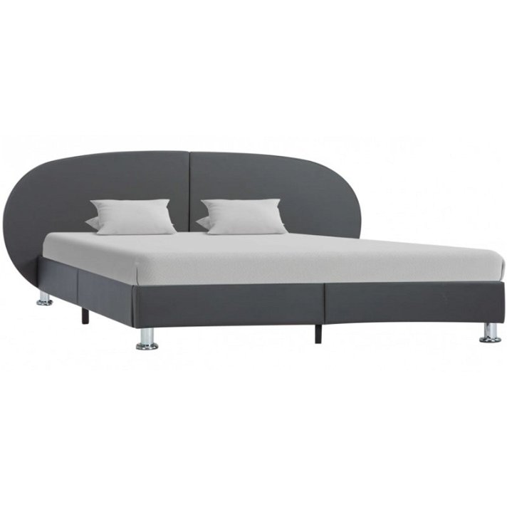 Estructura de cama tapizada con cuero sintético gris VidaXL