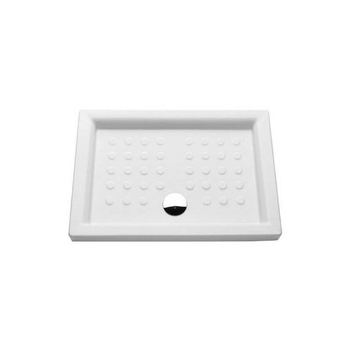Plato de ducha de diseño rectangular de 100 cm de porcelana con acabado en color blanco Atlas Gala