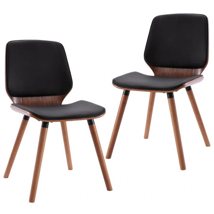 Conjunto de cadeiras de madeira e metal cromado preto Vida XL