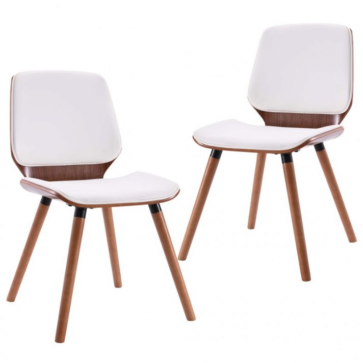 Set di sedie di legno e metallo cromato bianco Vida XL