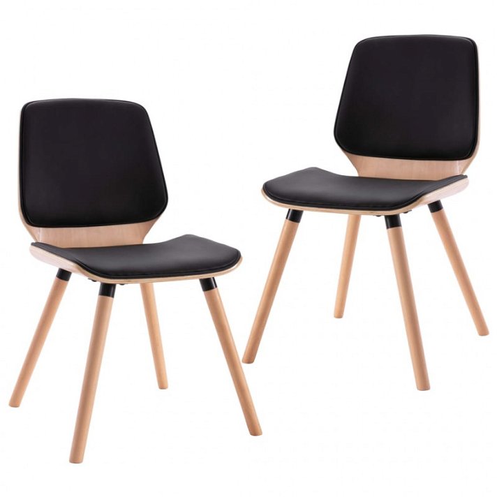 Set di sedie di legno e metallo cromato nero e marrone chiaro Vida XL