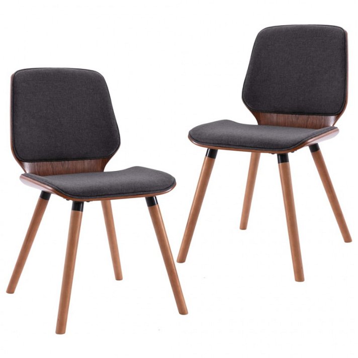 Conjunto de cadeiras de madeira e metal cromado cinzento Vida XL