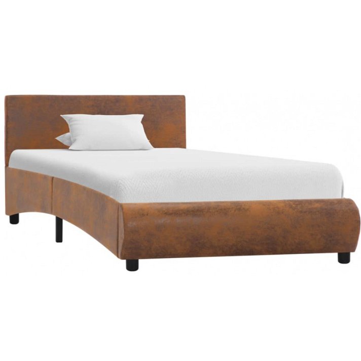 Estructura de cama de cuero sintético marrón VidaXL