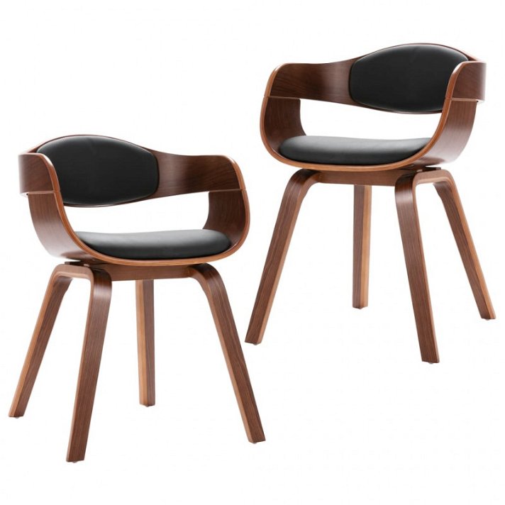 Pack de sillas de madera curvada y reposabrazos color negro VidaXL